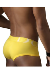 Bright yellow doreanse 1779-ylw men’s pouch mini trunk briefs with white abstract logo design on waistband