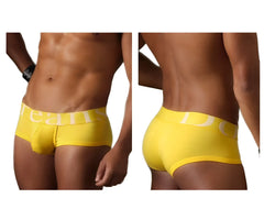 Bright yellow doreanse 1779-ylw pouch mini trunk men’s briefs with white jeans logo on the waistband