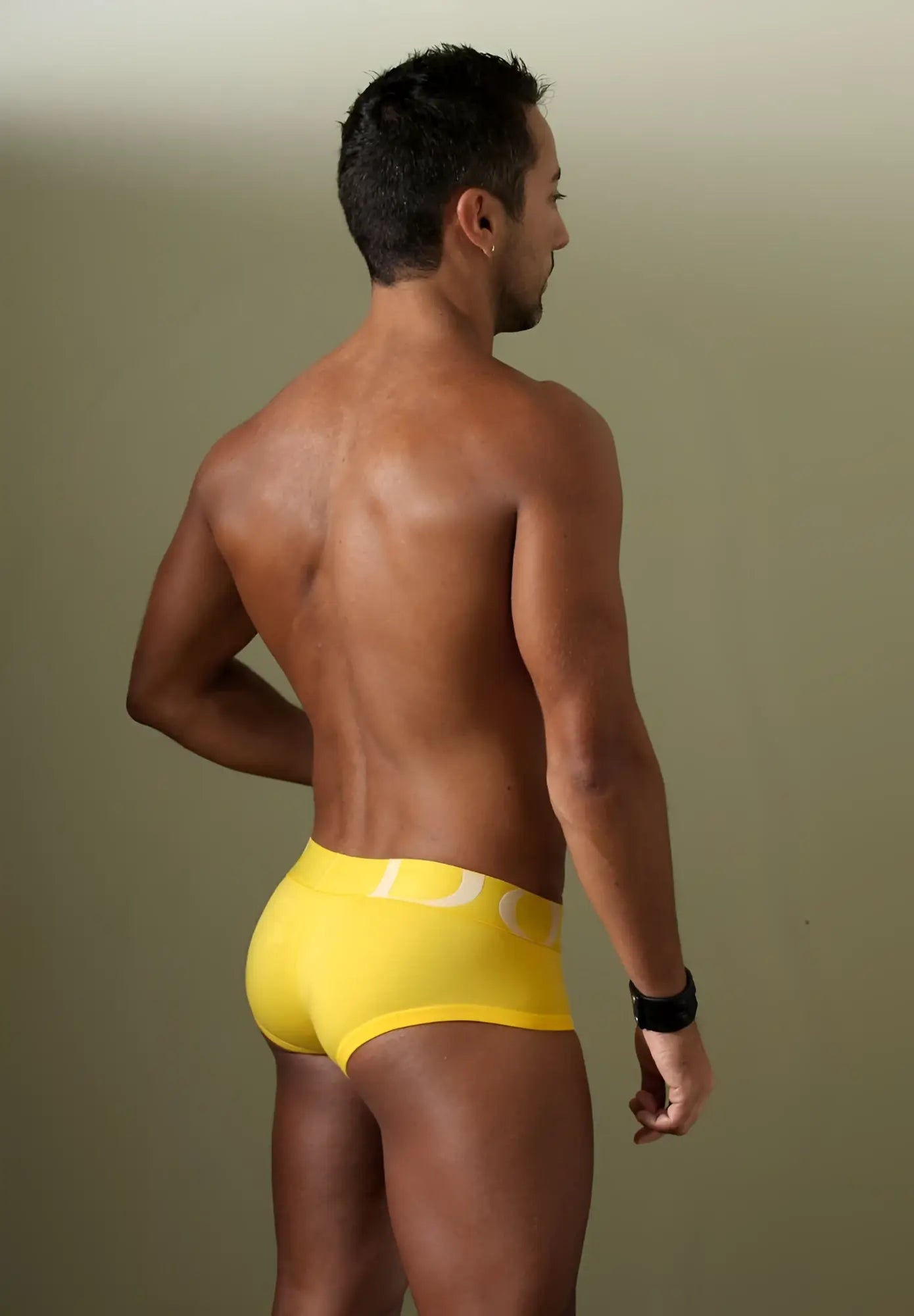 Doreanse 1779-ylw pouch mini trunk bright yellow briefs with white logo waistband for comfortable support