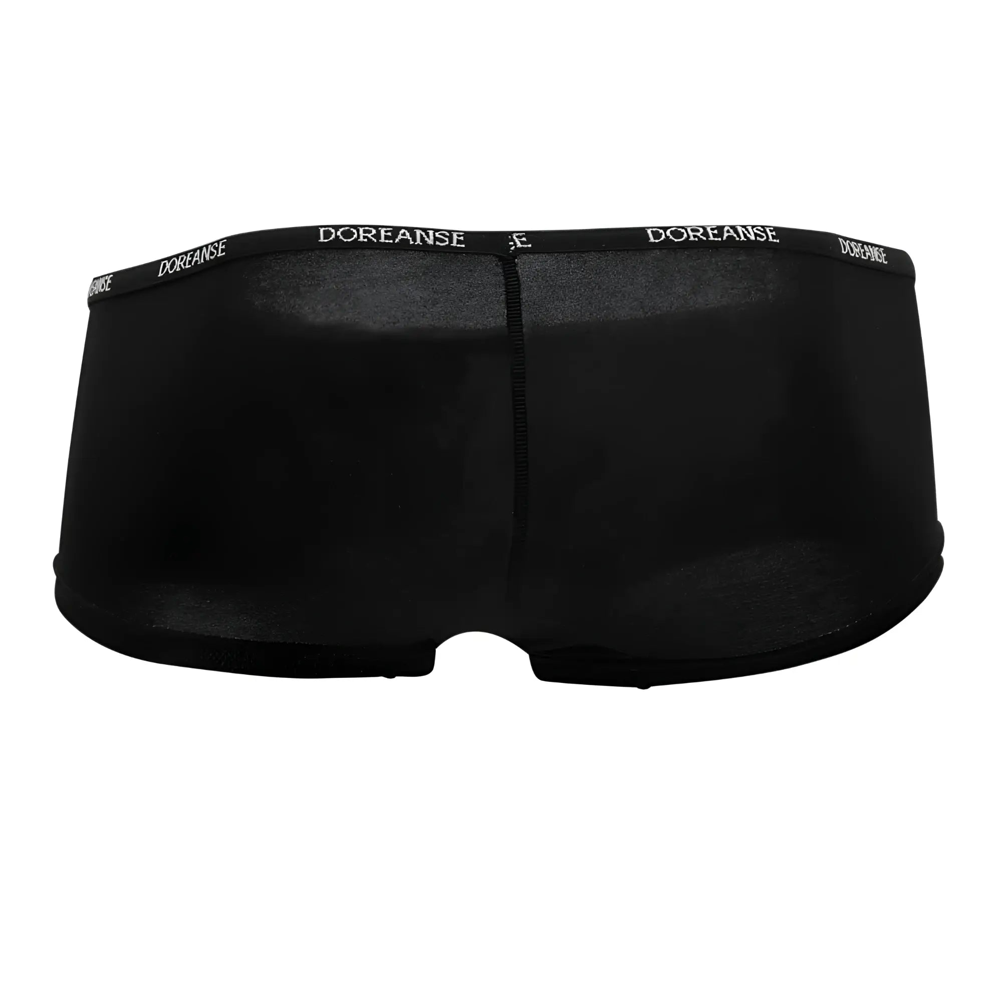 Black doreanse 1781-blk naked mini trunk briefs with smooth stretchy fabric and subtle white logo waistband trim