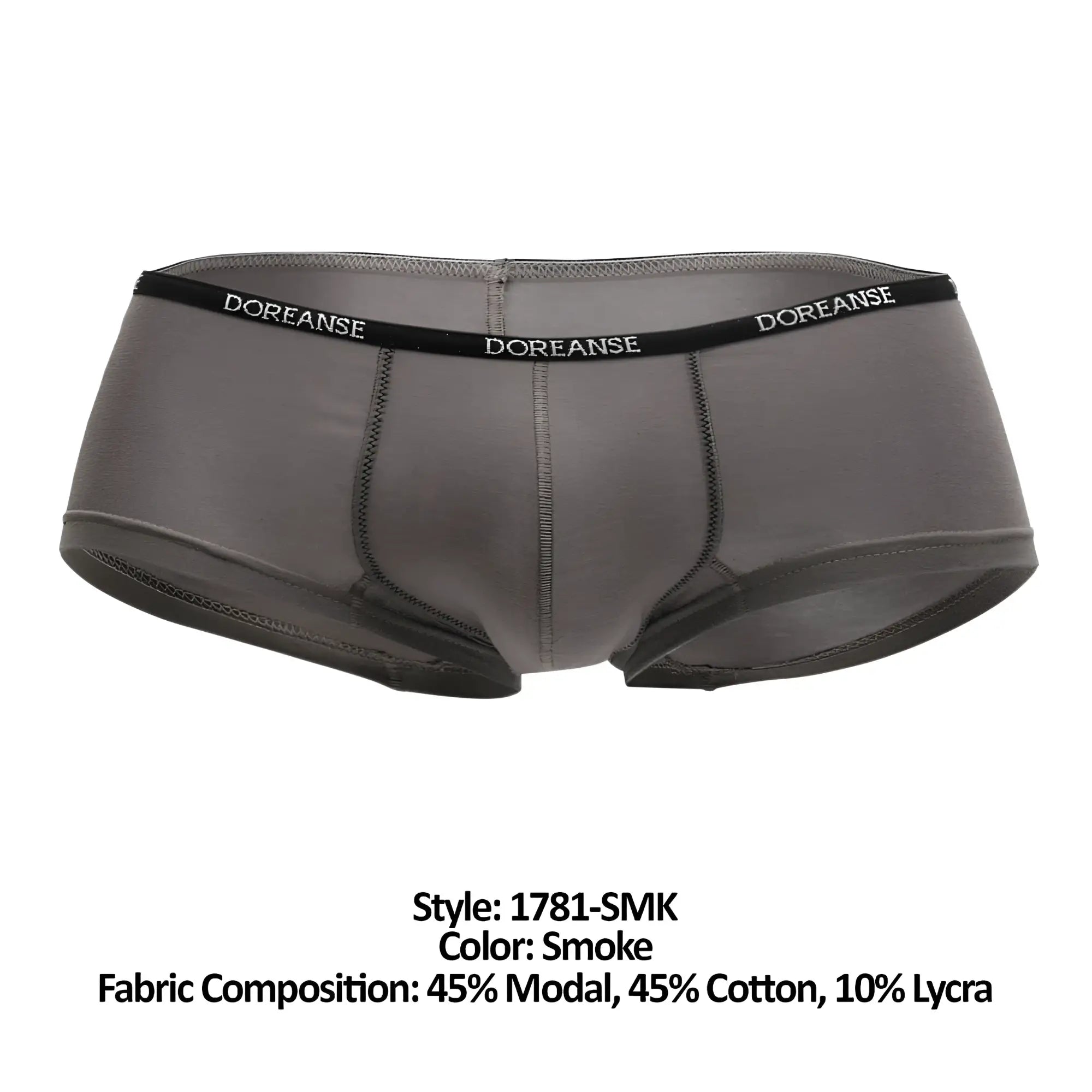 Doreanse 1781-smk naked mini trunk smoke color briefs in modal cotton and lycra blend for comfortable wear