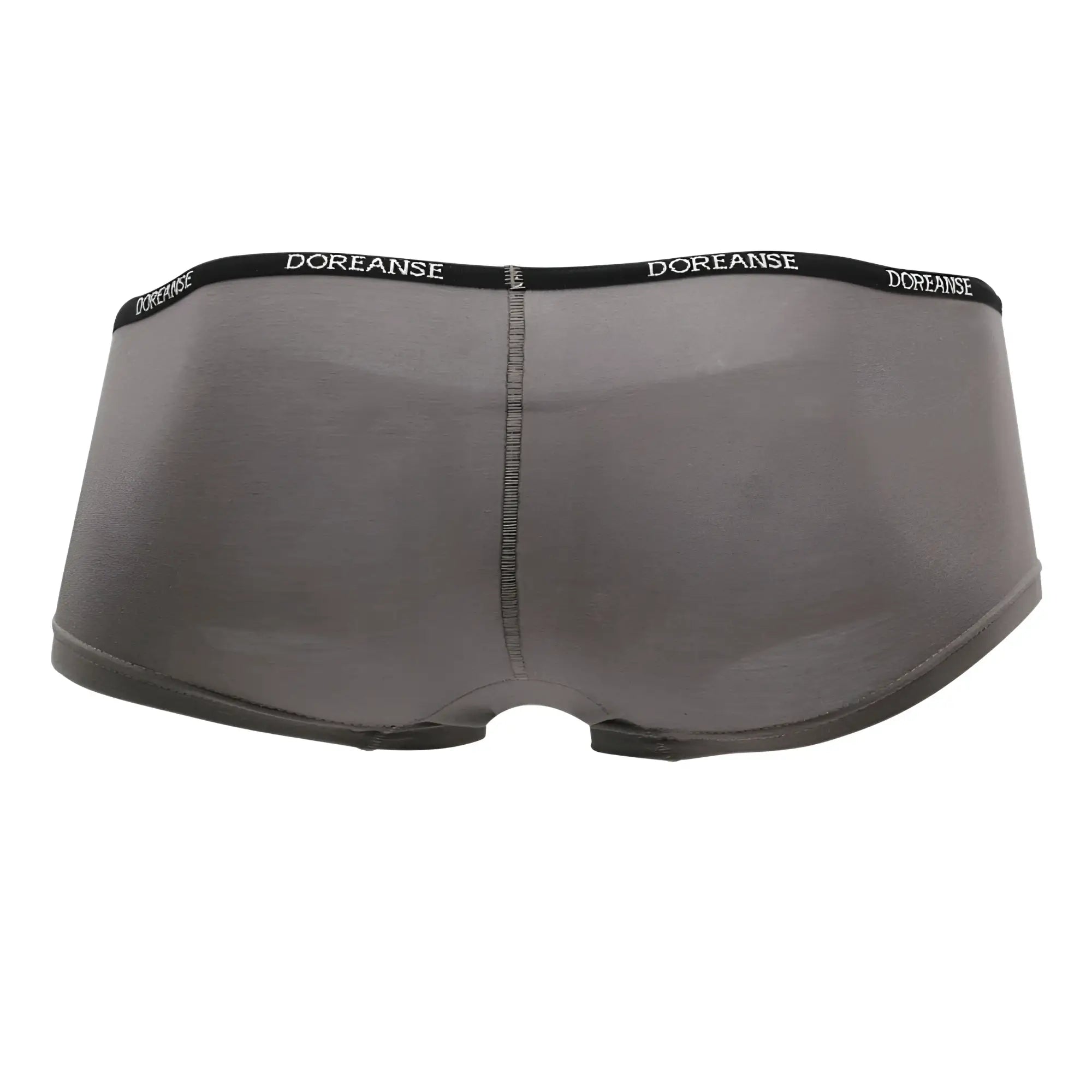 Gray doreanse 1781-smk naked mini trunk briefs in smoke color with black waistband and white brand lettering