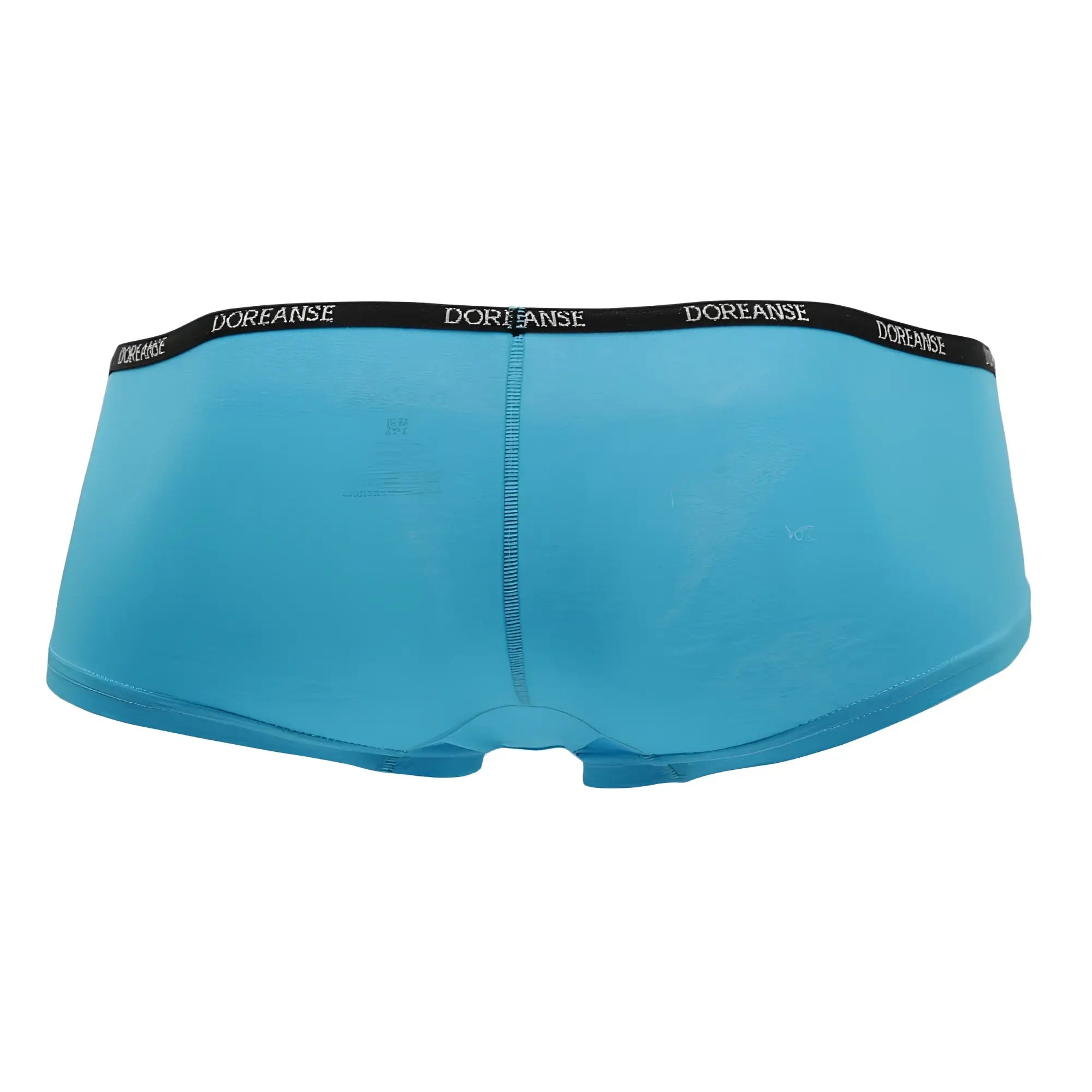 Light blue doreanse 1781-trq naked mini trunk briefs with black elastic waistband and white brand lettering