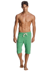 Eco-track short bamboo green cotton shorts with white drawstring and side pockets for casual wear