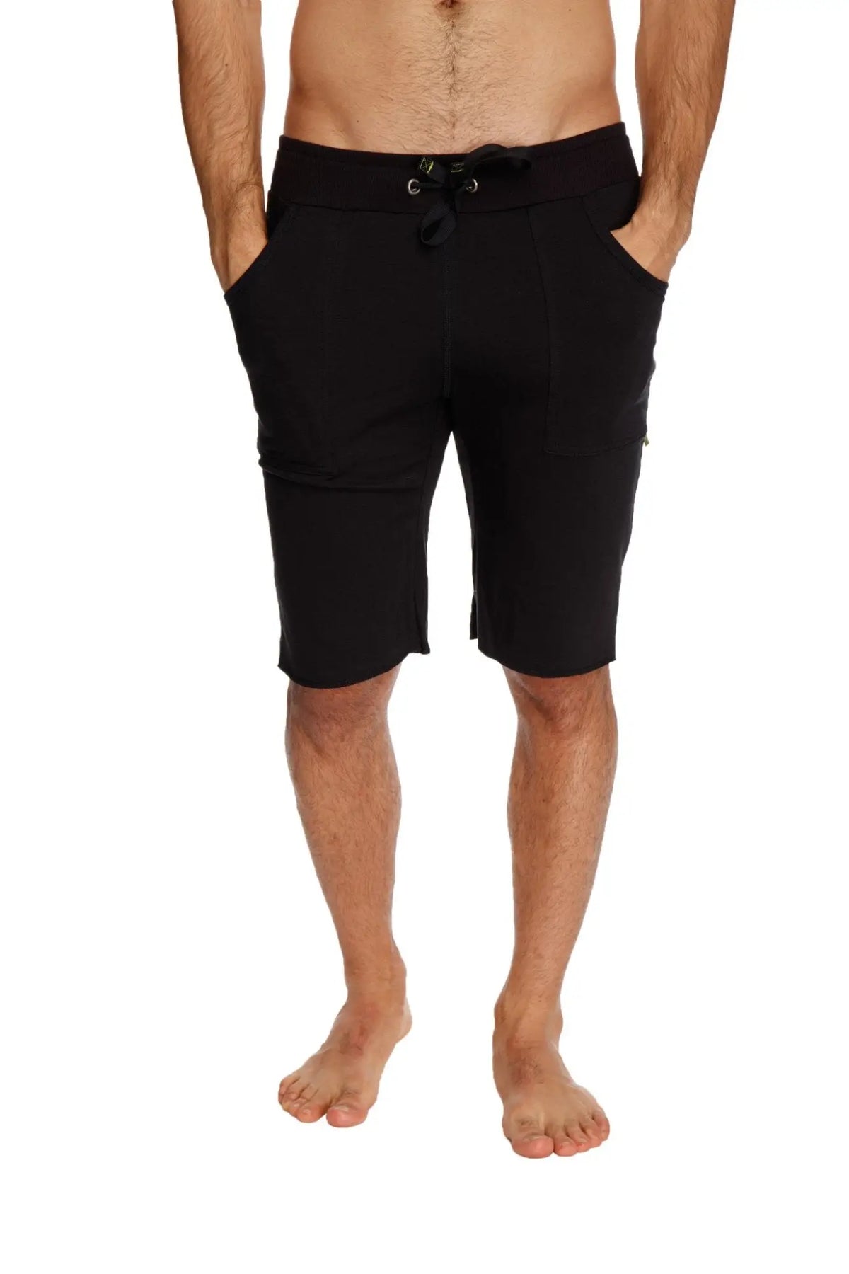 Eco-track short black drawstring shorts with relaxed fit and side pockets made from eco-friendly material