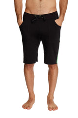 Eco-track short black with bamboo green featuring drawstring waistband and subtle green side panels for athletic use