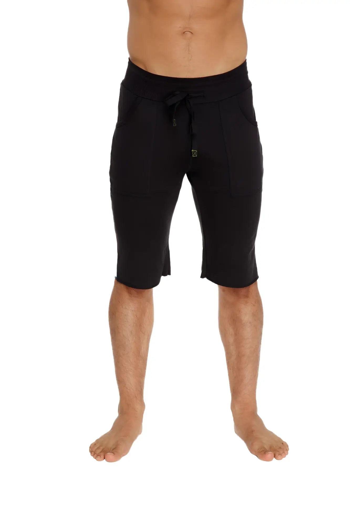 Black eco-track short with drawstring modern design and subtle front branding ideal for activewear