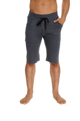 Eco-track short charcoal with black in dark gray soft fabric featuring a drawstring waistband and two front pockets