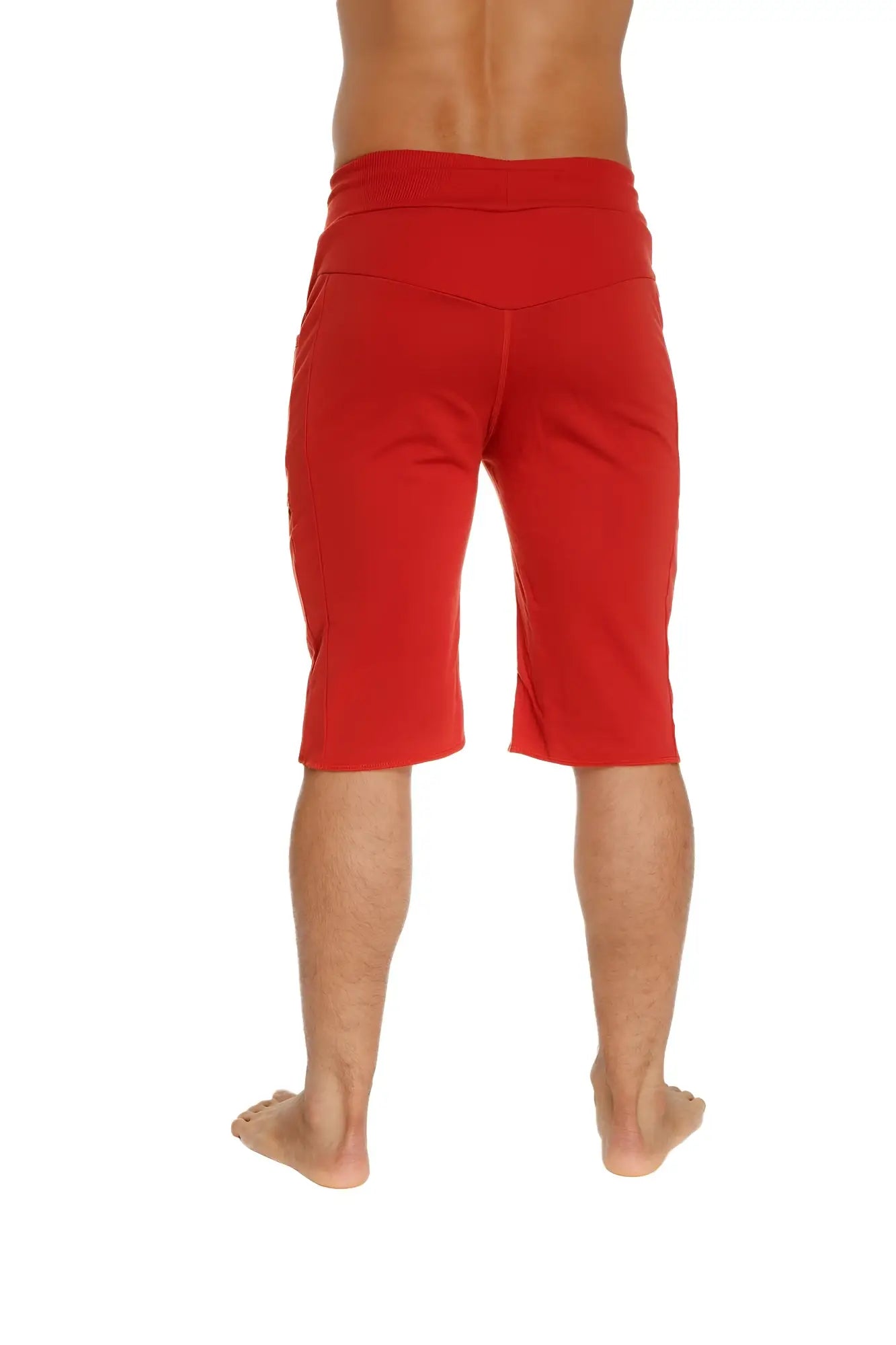 Eco-track short cinnabar red stretchy fabric high-waisted shorts designed for comfortable activewear use