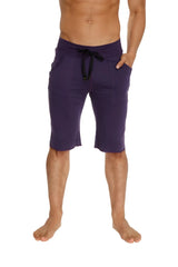Eco-track short eggplant with black featuring purple athletic fabric, black drawstring waistband, and side pockets