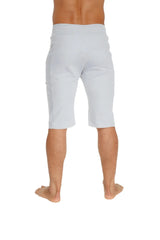 Eco-track short in heather grey made of soft light gray cotton with a relaxed fit and subtle side pockets