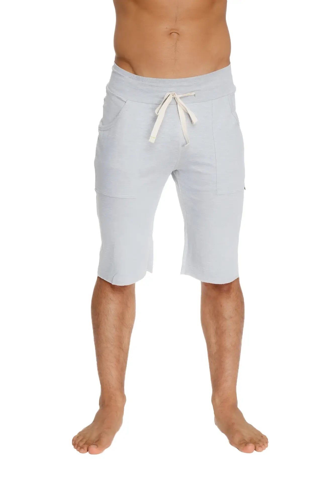 Eco-track short heather grey light gray soft textured shorts with drawstring waist and side pockets