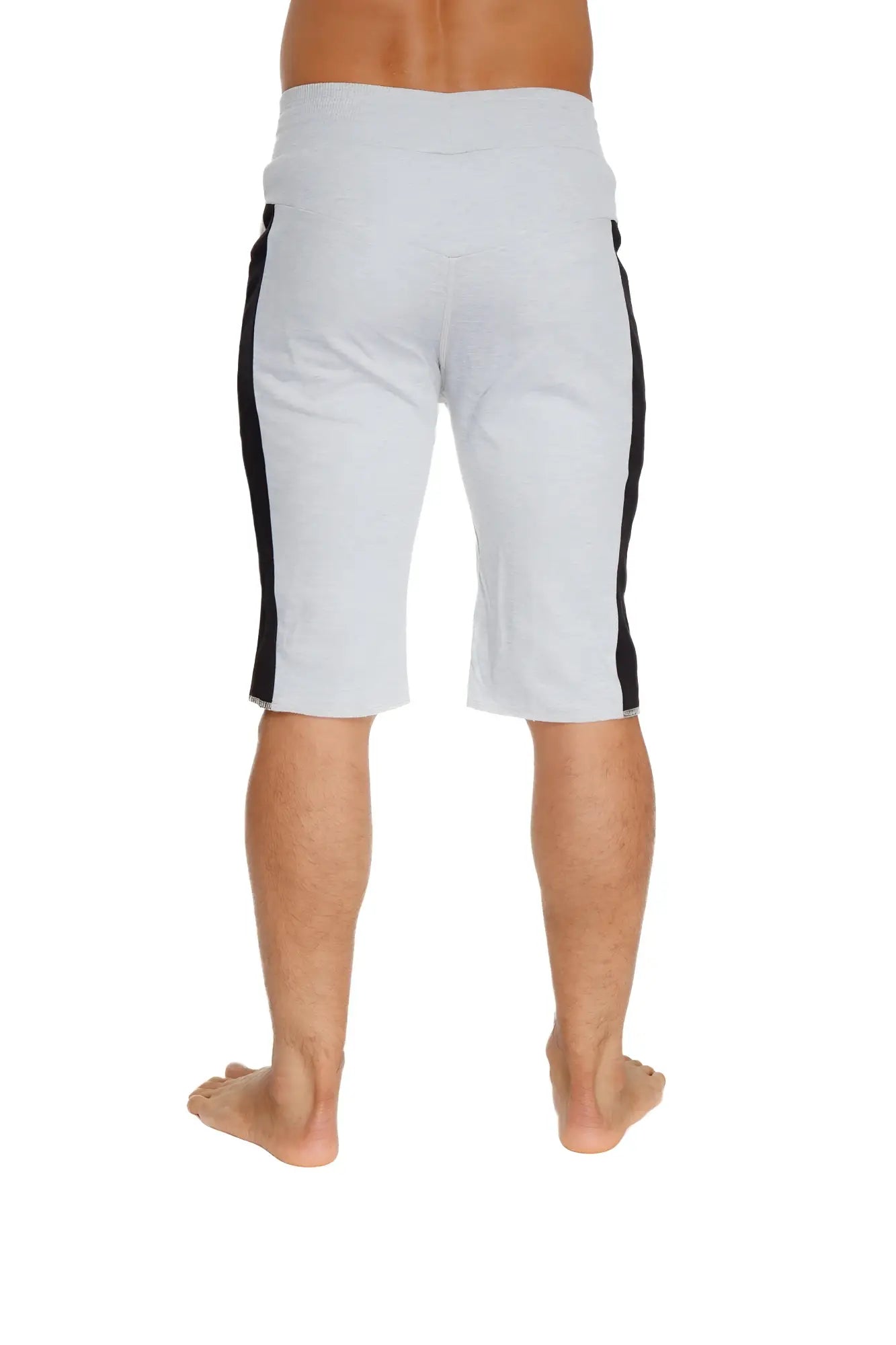 White athletic shorts eco-track short heather grey with black side stripes for comfortable active wear