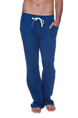 Royal blue eco-track and yoga sweat pant with soft fabric, white drawstring, and front pockets