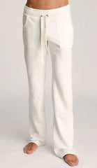 White soft cotton eco-track and yoga sweat pant joggers with drawstring waist and side pockets