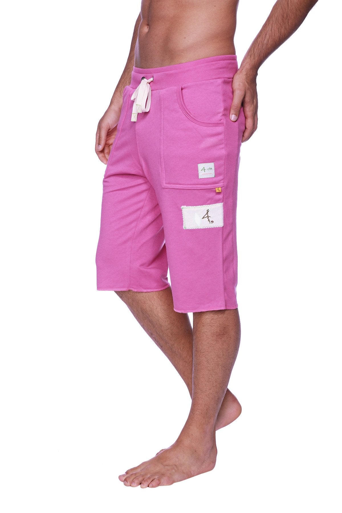 Edge eco-track short solid berry pink cotton shorts with white drawstring and patch pockets for casual wear