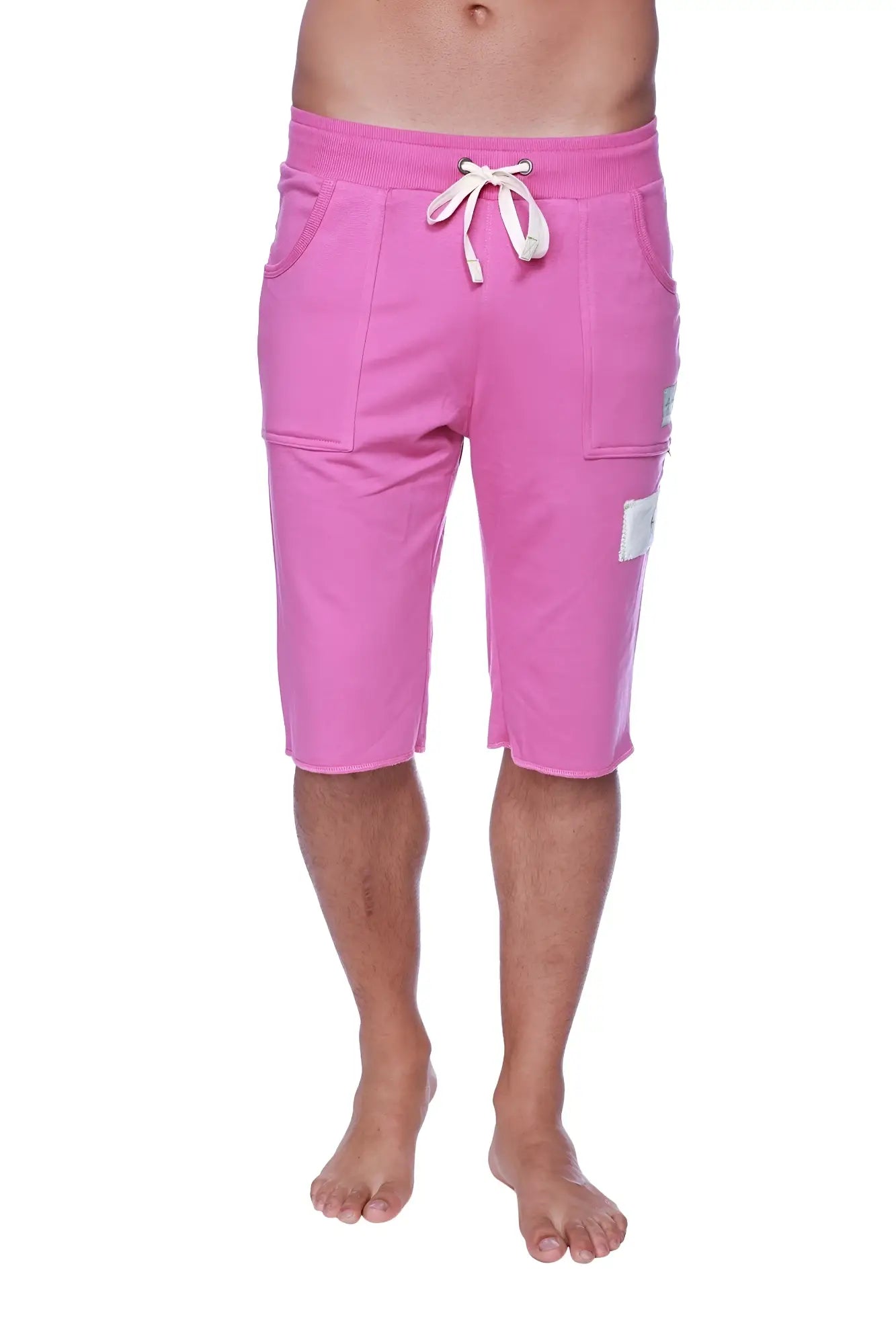 Edge eco-track short solid berry pink cargo shorts with white drawstring and patch pockets front view