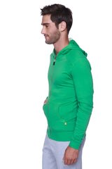 Edge form-fit crossover yoga track performance hoodie in bamboo green with soft textured fabric and subtle stitching details