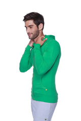 Edge form-fit crossover yoga track performance zip-up hoodie in bamboo green with hood and front pocket