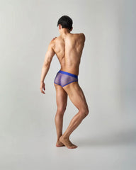 Edge net brief blue mesh briefs with solid blue waistband designed for comfort and breathability