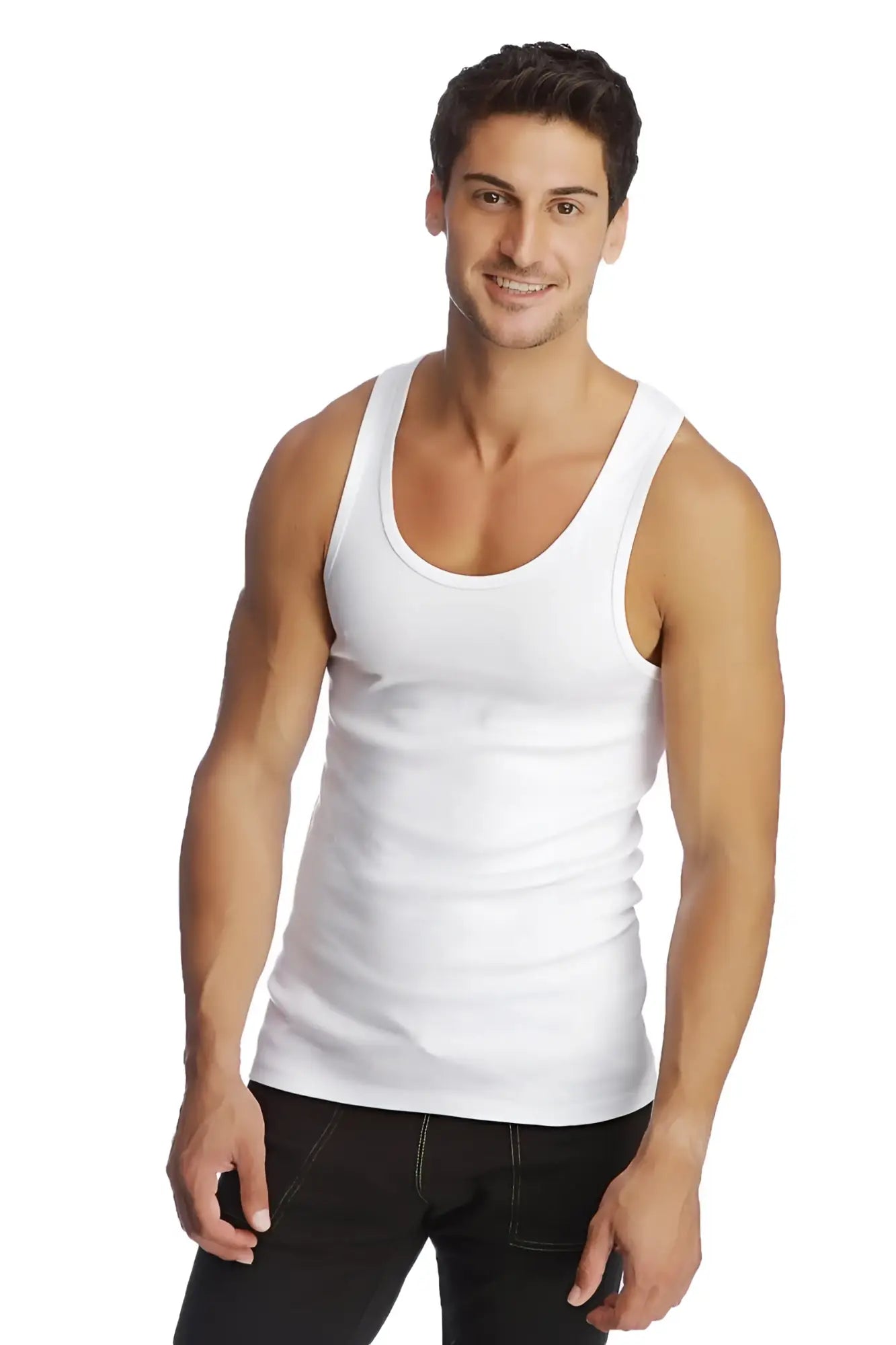 White cotton edge sustain tank top with simple fitted design perfect for casual summer wear