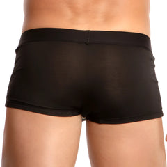 Black edipous edg024 boxer trunk with smooth stretchy fabric and elastic waistband in a form-fitting design