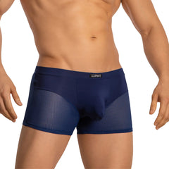 Navy blue mesh briefs with a solid waistband embroidered with edipus brand name from edipous EDG034 boxer