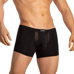 Black edipous edg035 menâ€™s boxer briefs with front mesh paneling for breathable comfort and style