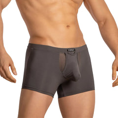 Dark gray Edipous EDG035 menâ€™s boxer briefs with mesh panel and supportive pouch for comfortable wear