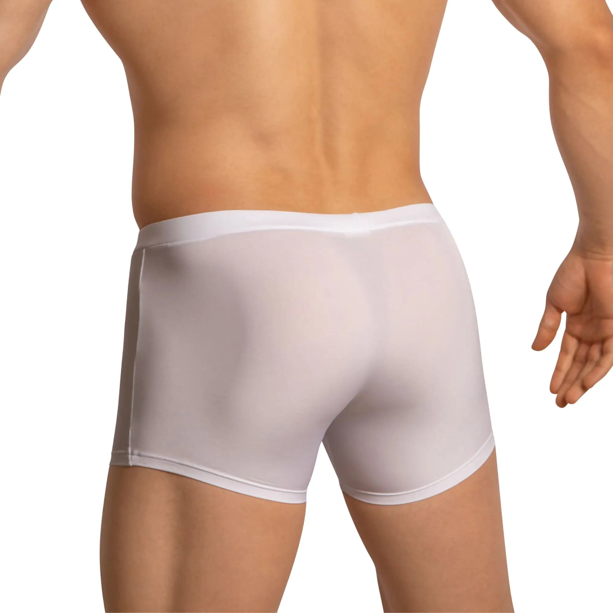 White sheer menâ€™s boxer briefs edipous edg035 with smooth form-fitting design for comfortable wear