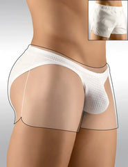 White ergowear built in x4d bikini mesh underwear gym shorts with snug elastic waistband size m
