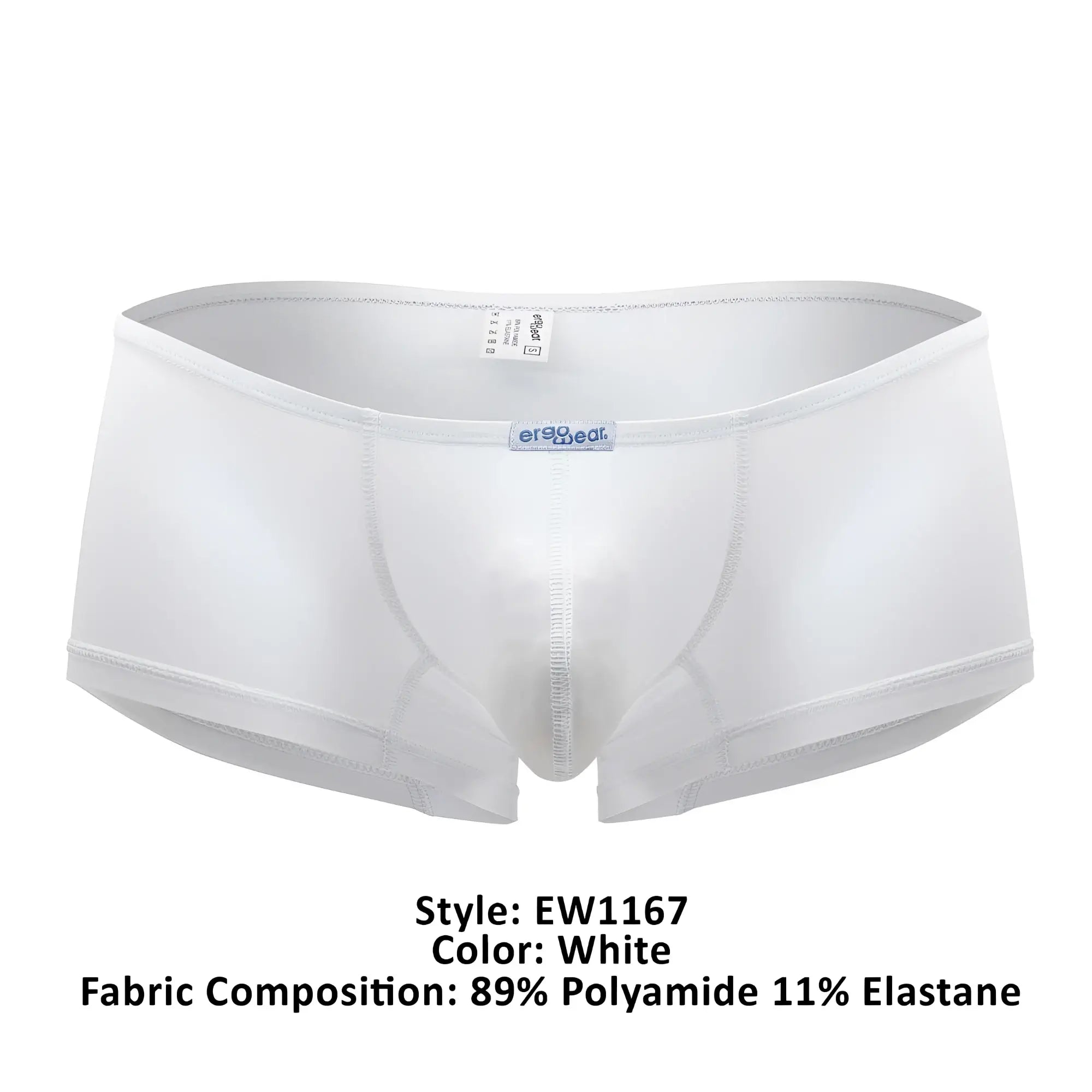 White ergo wear ew1167 x4d trunks made of 89% polyamide 11% elastane with smooth form-fitting design and subtle seams