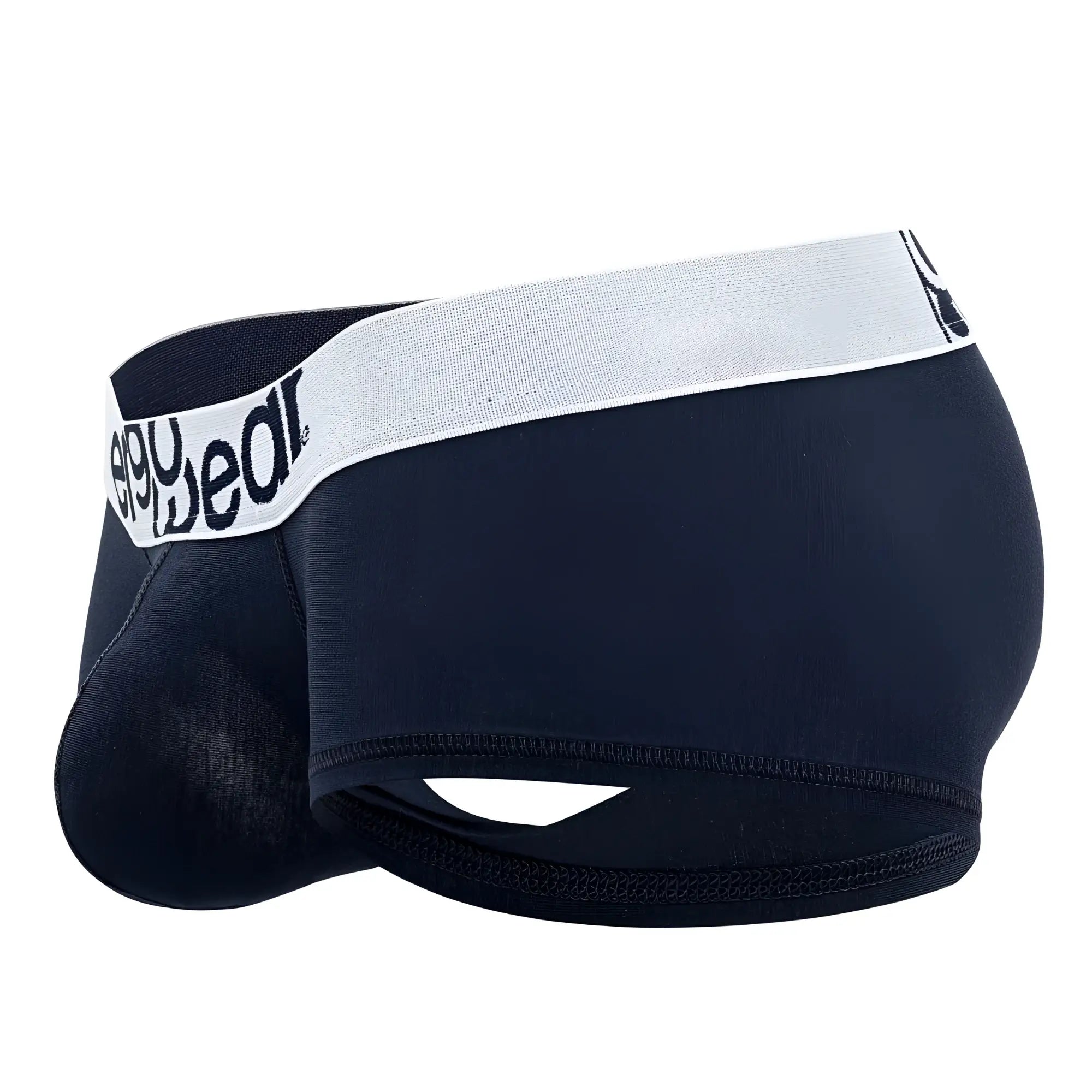 Navy blue ergo wear ew1472 max cotton trunks with white elastic waistband featuring eeyewear logo in black text