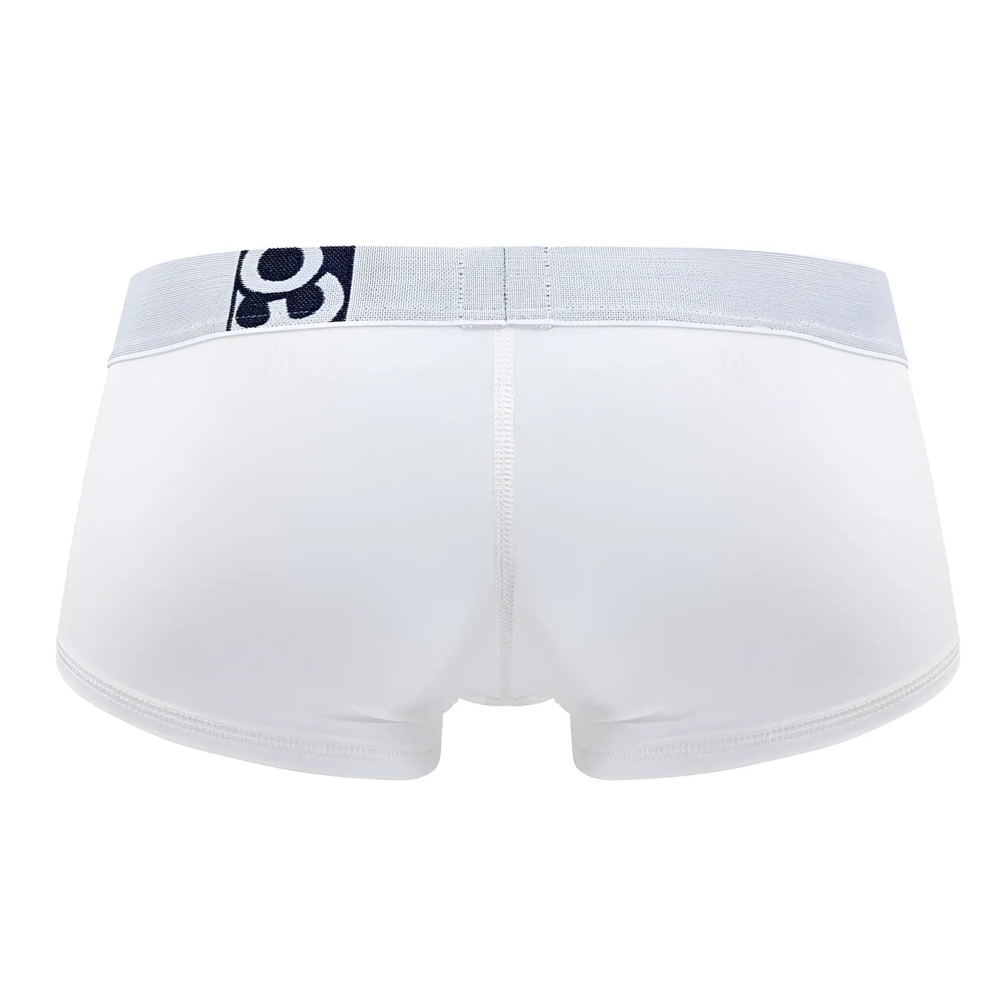 White men’s briefs ergo wear ew1476 max cotton trunks with light gray waistband and black logo in white color