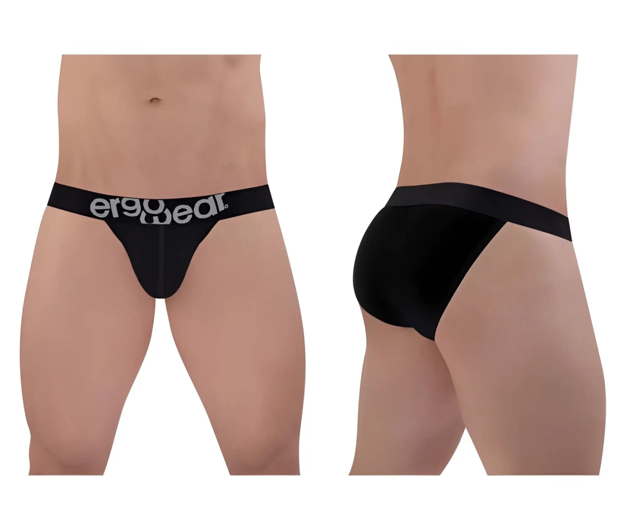 Black ergonomic briefs in cotton with white ergo gear waistband branding from ergoWear ew1483 max bikini