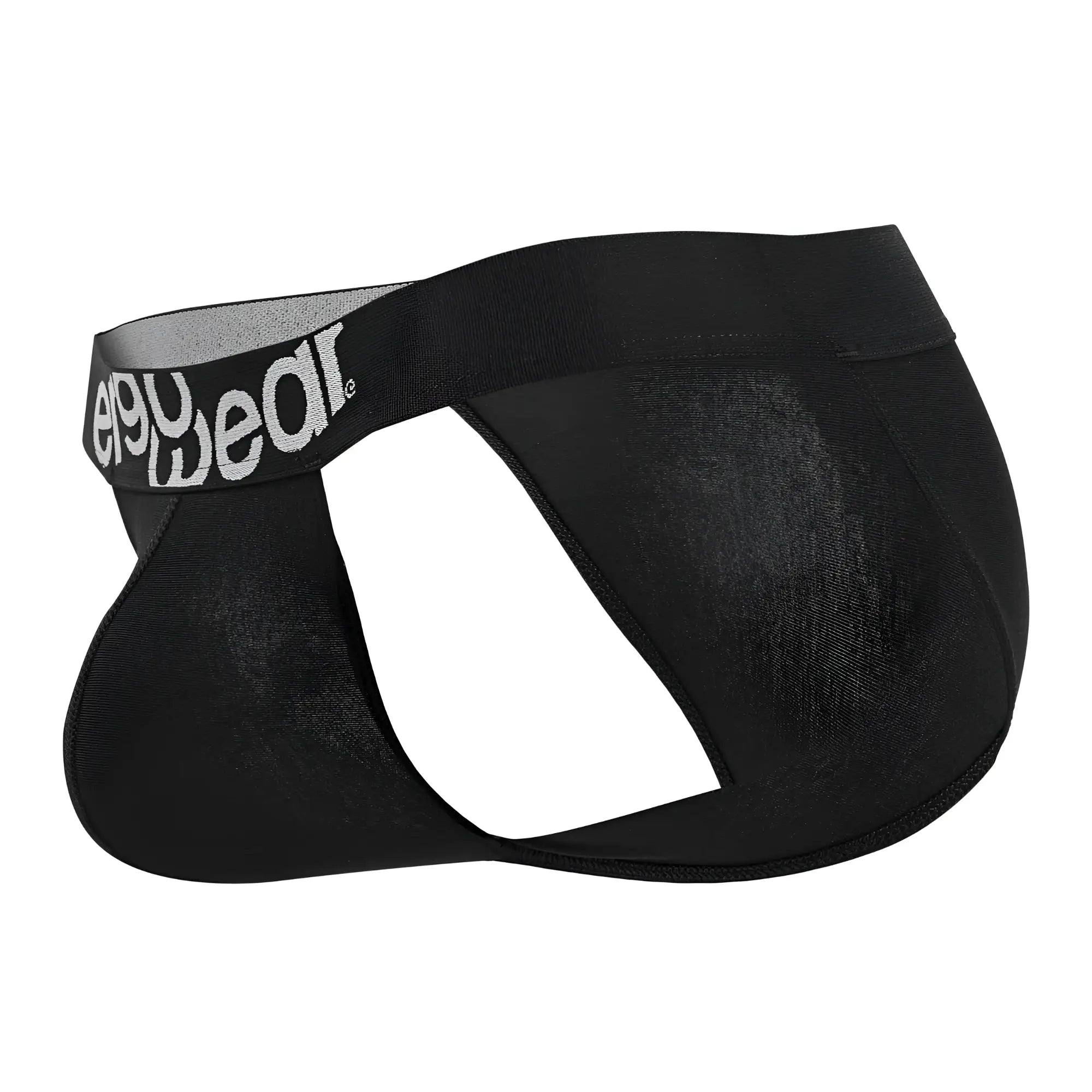Black ergoWear ew1483 max cotton bikini briefs with gray elastic waistband and white e90wear logo