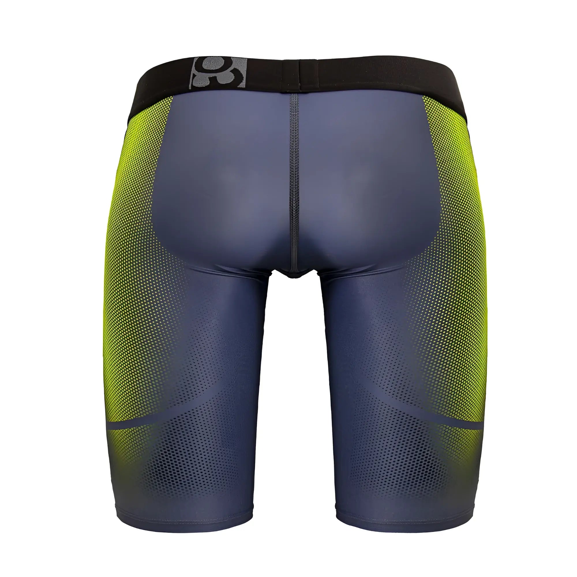 ErgoWear ew1603 max se athletic shorts in dark blue and neon green gradient with black waistband and 361° logo