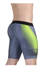 Ergowear ew1603 max se gray-green athletic shorts with black waistband and neon green mesh side panels for performance