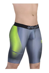 Ergowear ew1603 max se gray and neon green athletic compression shorts with black waistband for sports use
