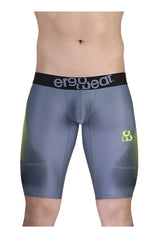 ErgoWear ew1603 max se gray and neon green ergonomic compression athletic shorts with black waistband and logo