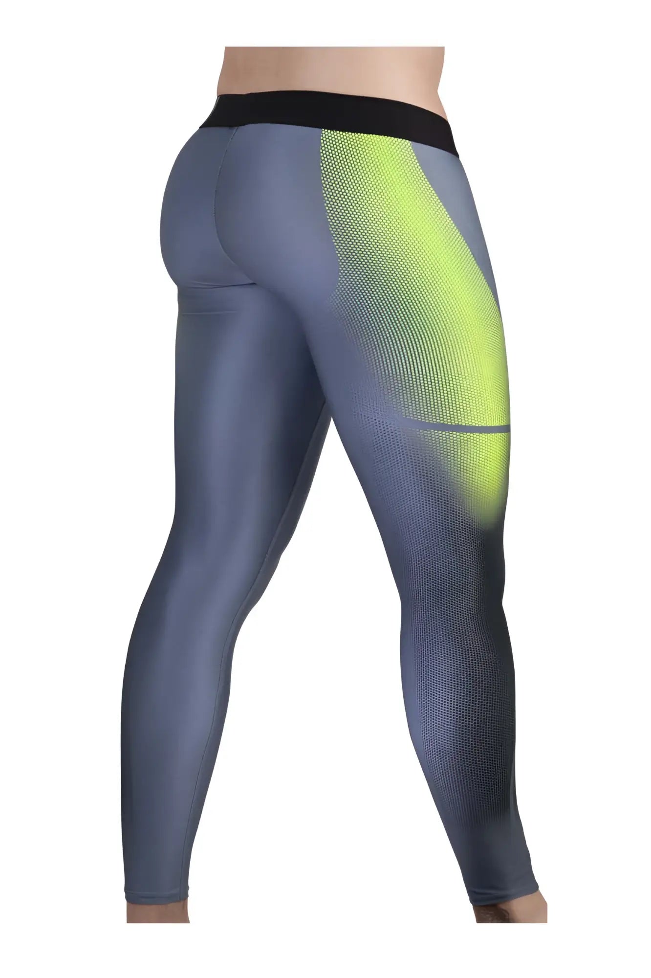 ErgoWear ew1604 max se gray and neon yellow athletic leggings with black waistband designed for active use