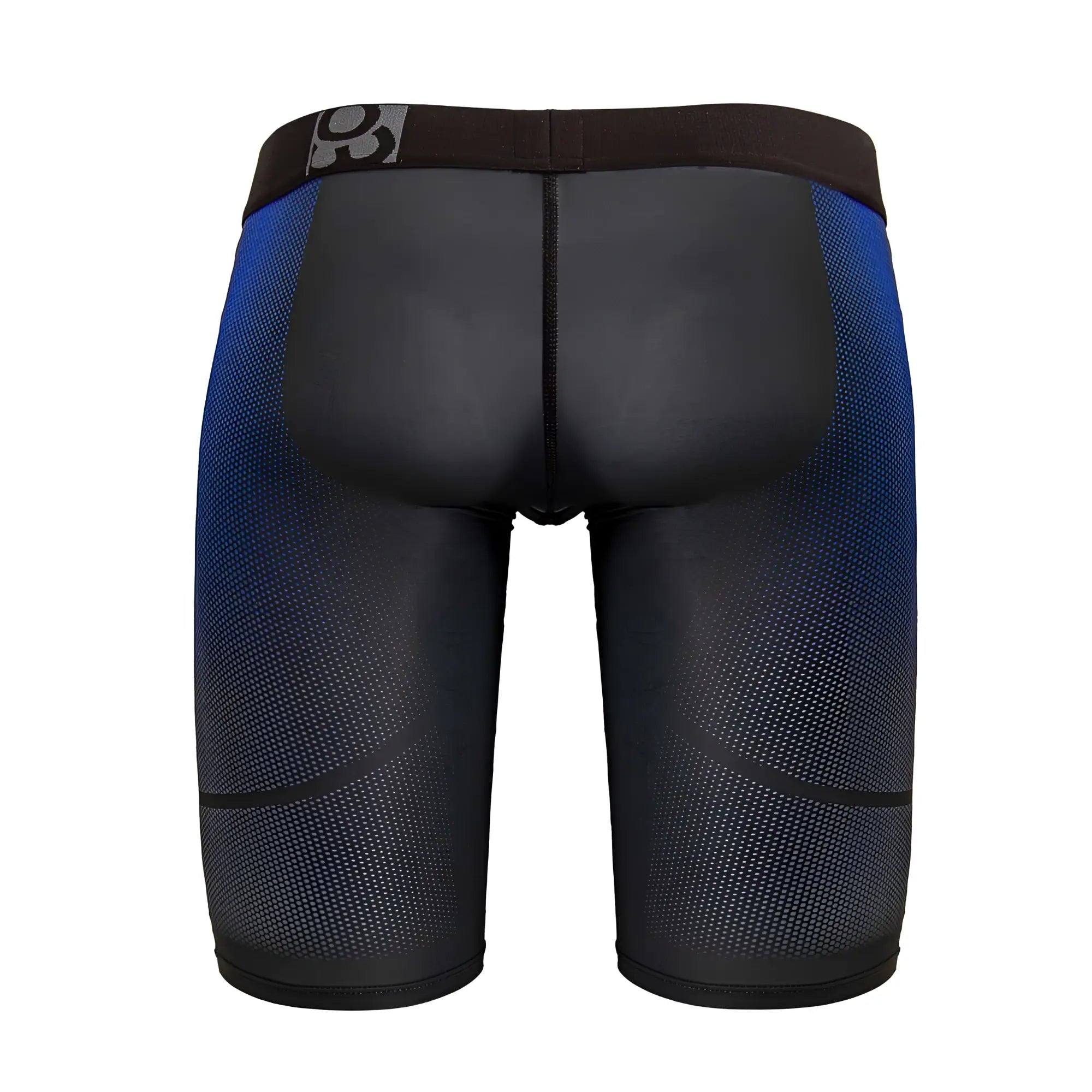 Ergo wear ew1605 max se dark gray athletic shorts with black and blue gradient textured mesh compression design