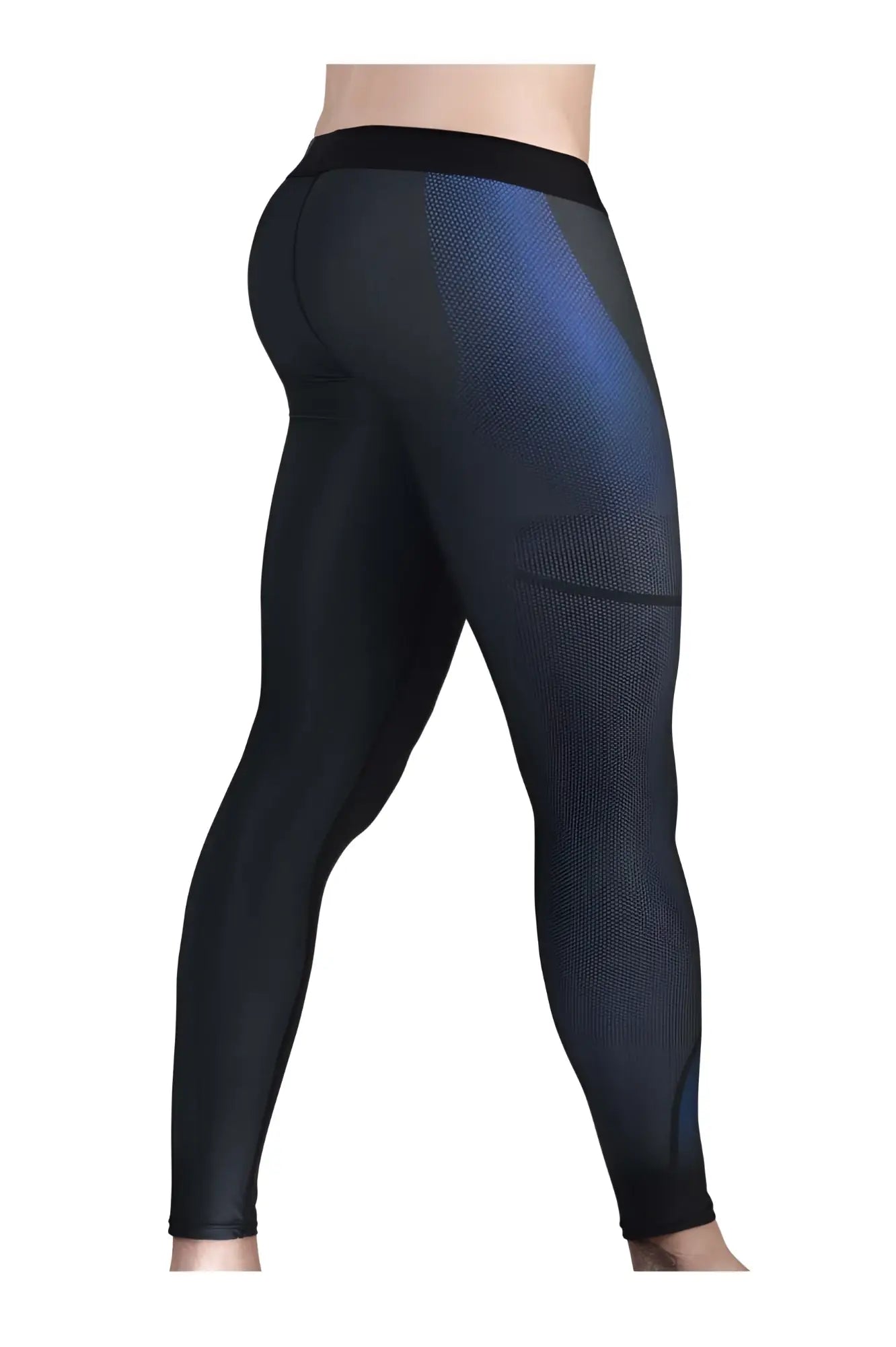 ErgoWear ew1606 max se athletic pants in dark gray featuring black and blue gradient compression leggings with textured mesh design