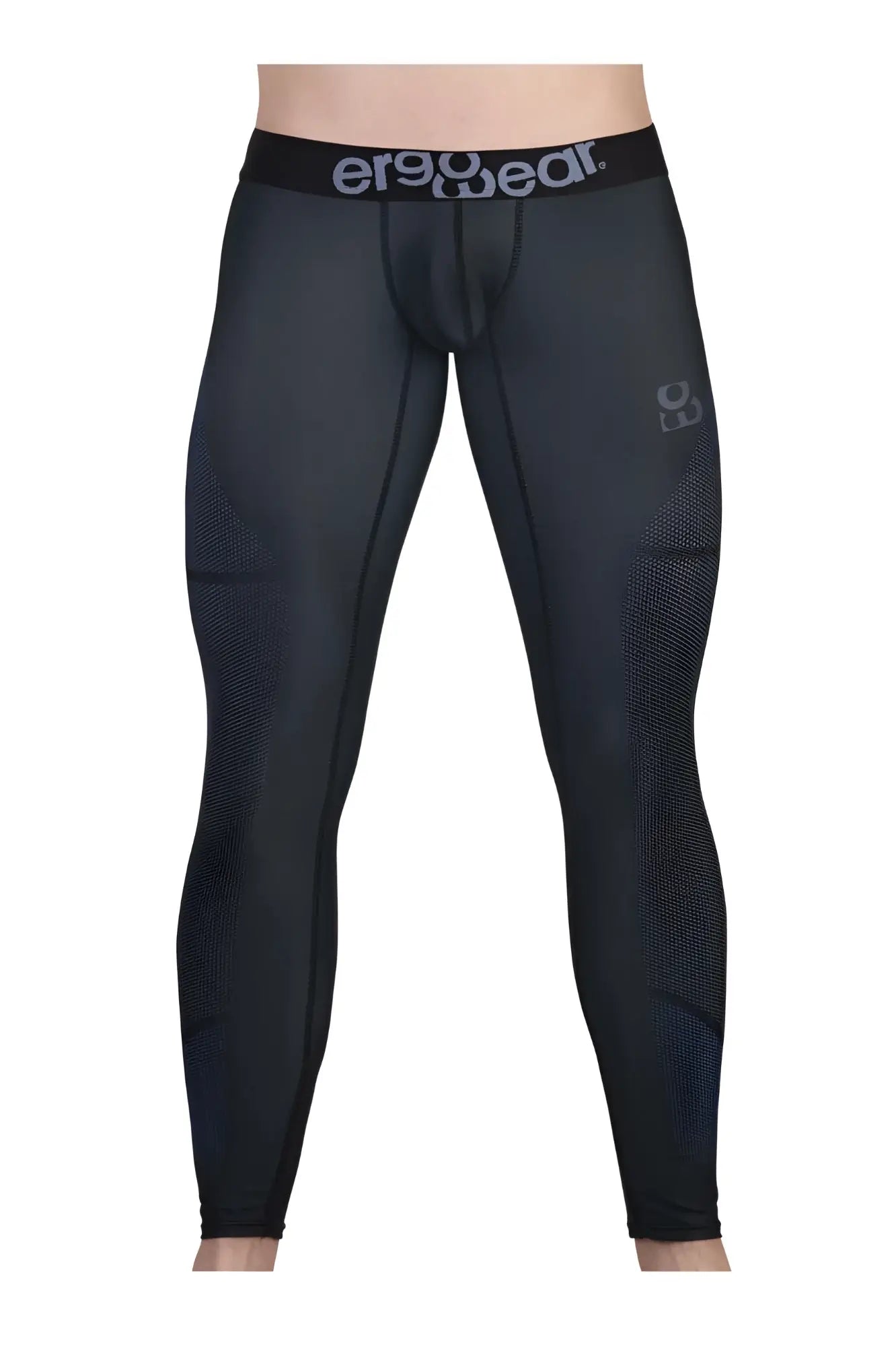 Black ergowear ew1606 max se compression leggings in dark gray with subtle textured pattern and logo on waistband