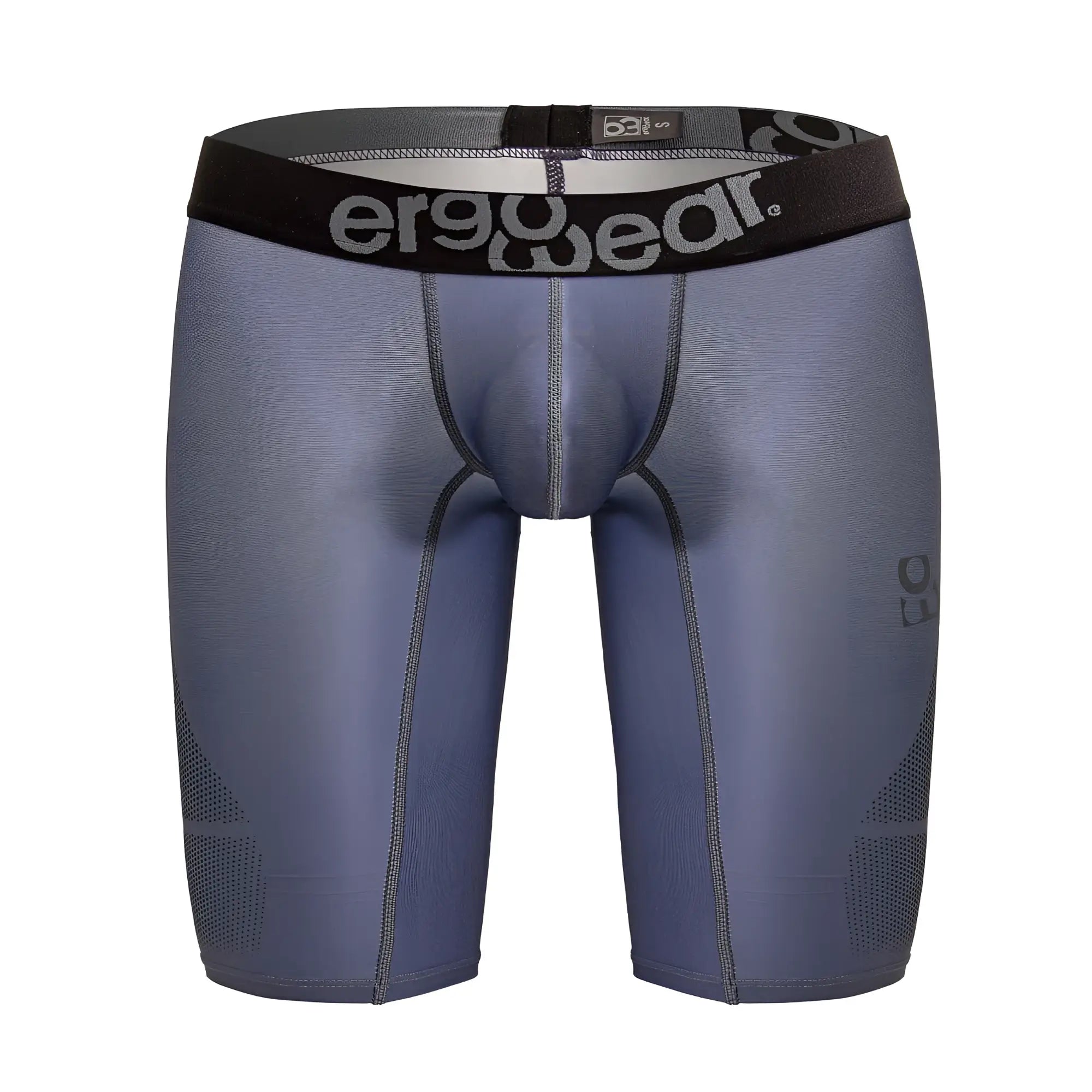 Gray ergonomic compression athletic shorts with black waistband and perforated panels by ergowear ew1609 max se