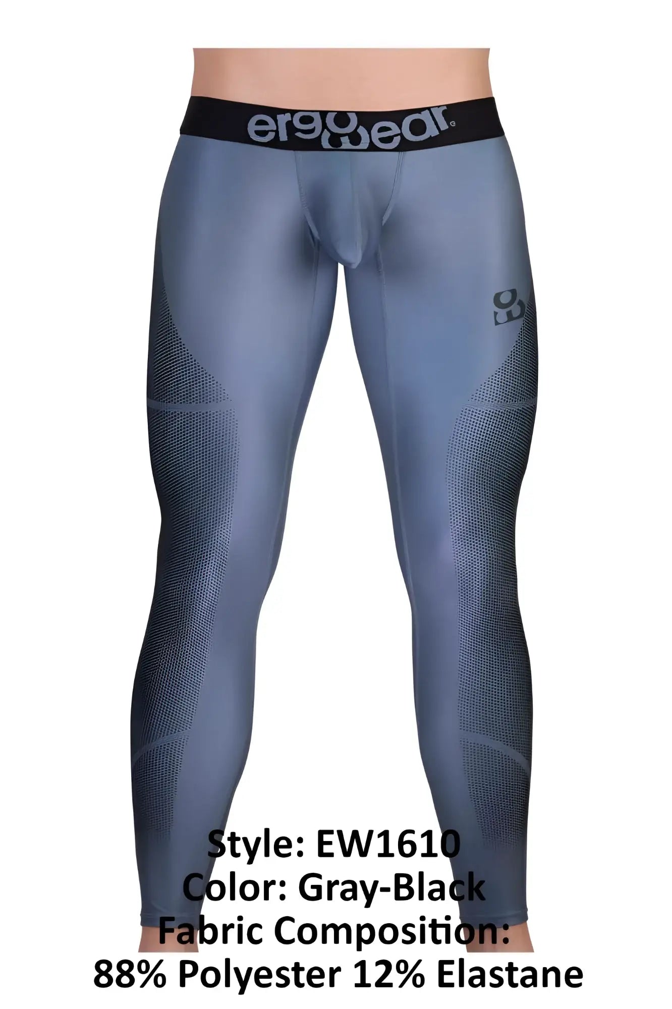 Gray-black ergowear ew1610 max se compression leggings with black waistband and subtle mesh paneling for athletic use