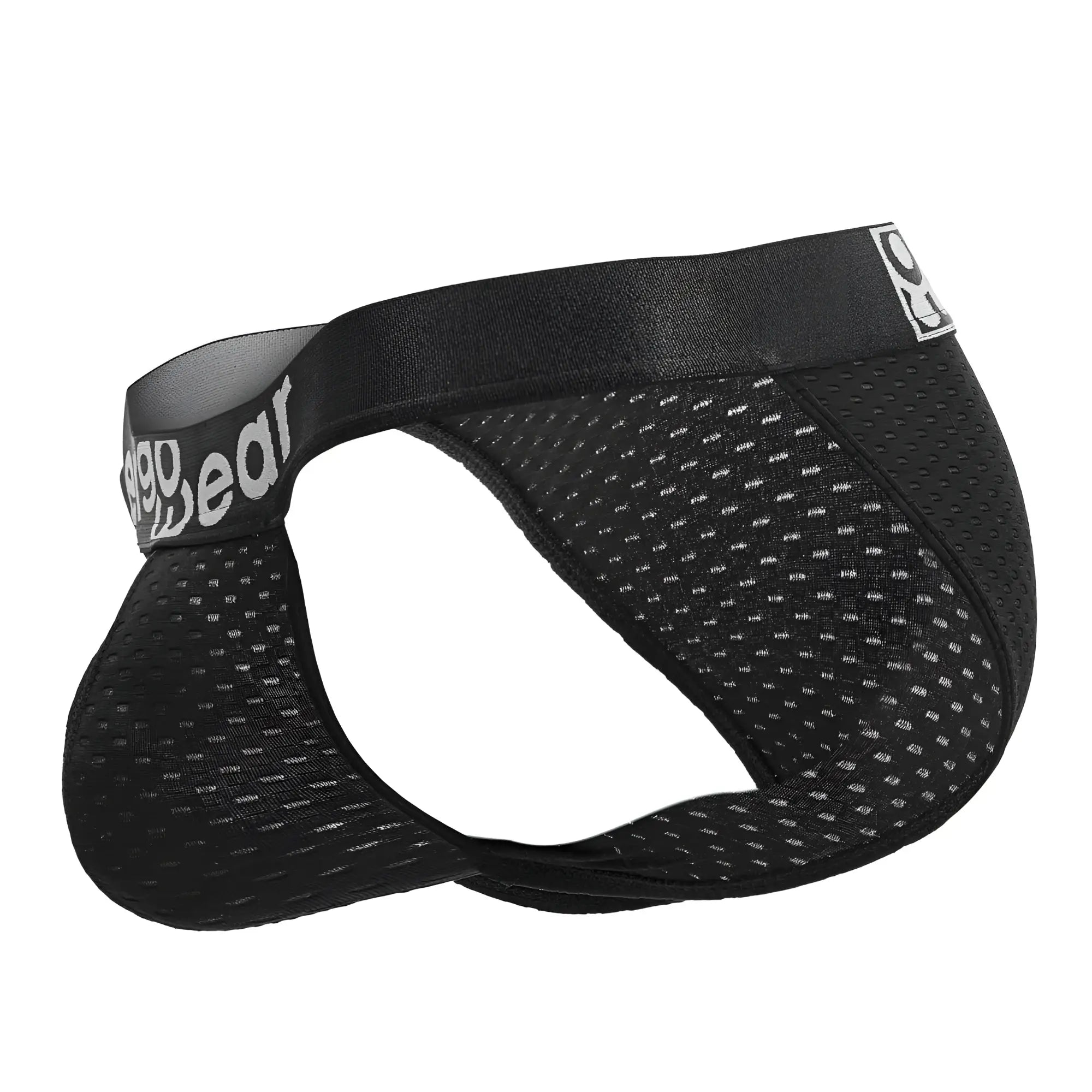 Black ergoWear ew1688 max flow bikini briefs with mesh fabric and a cage gear logo elastic waistband