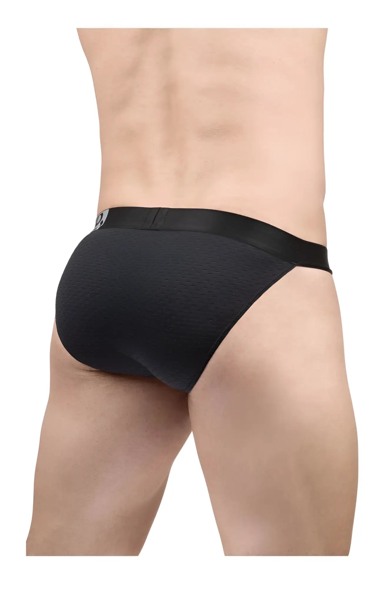 Black textured briefs with smooth elastic waistband by ergowear ew1688 max flow bikini in black