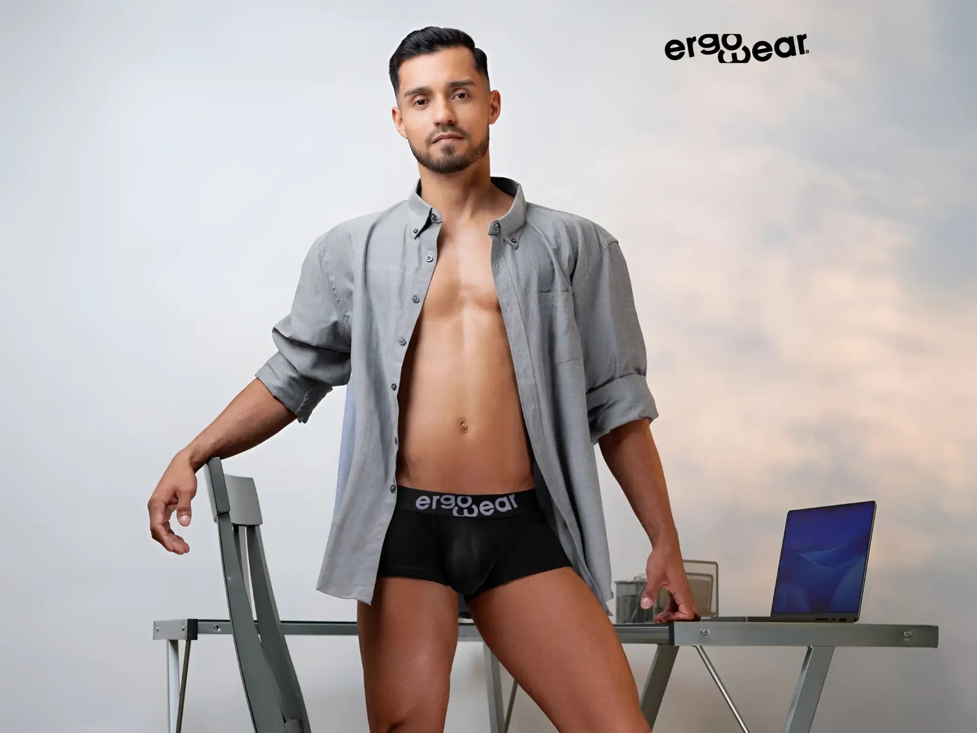 Black ergo wear ergonomic briefs with max flow fabric and branded waistband for breathable comfort