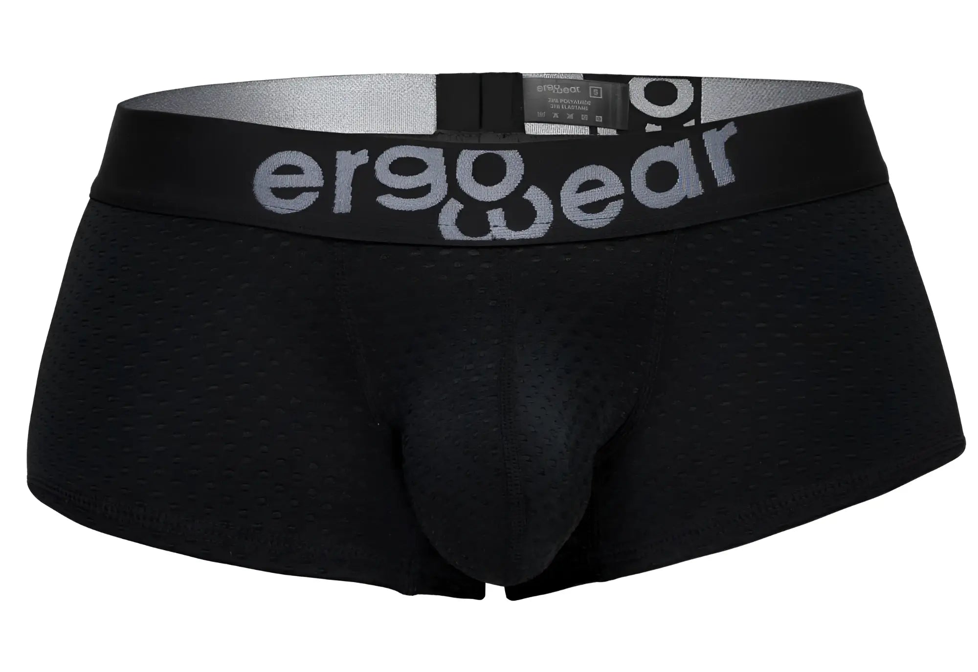 ErgoWear EW1689 MAX FLOW black ergonomic briefs with textured mesh fabric and silver ergo wear logo on waistband
